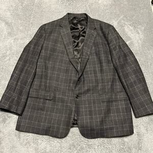 Baroni Blazer Mens 48R Super 150s Gray Plaid Wool Sport Coat Jacket